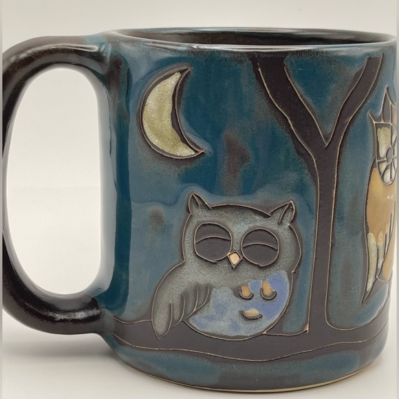Mara Handmade Whimsical Owls Mug - Teal and Brown - Picture 2 of 8